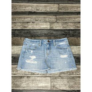 American Eagle Distressed Light Wash Jean Skirt